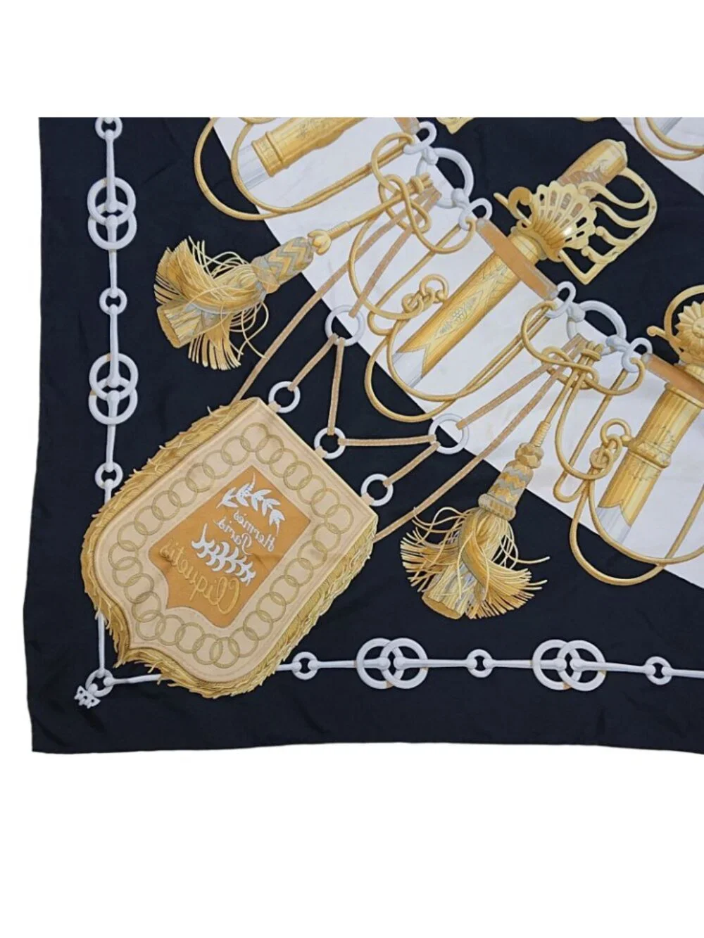Hermes Carre 90 Cliquetis Silk Scarf Black